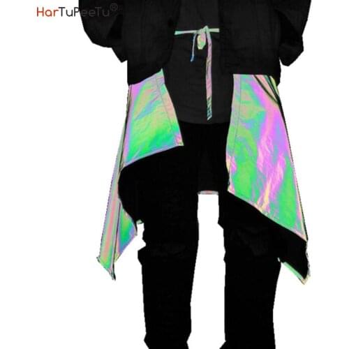 Night Club Hip Hop Men Women Lace Up Retro Colorful Reflective Skirt Europe America Evening Party Dance Street Fashion Tide 2021