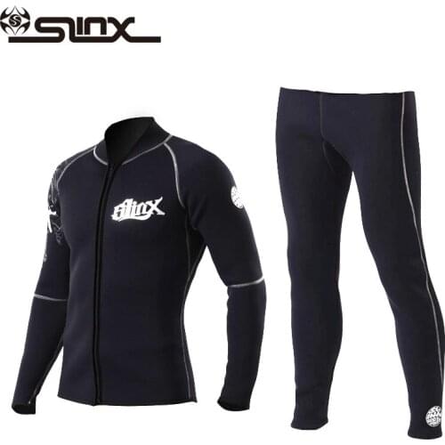 Slinx 3mm Men Women Jackets & Pants Flocking Scuba Diving Wetsuit Neoprene Winter Fleece Lining Snorkeling Diving Spearfishing