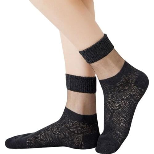 3 Pairs Women Art Socks Japanese Creative Hollow Sexy Crystal Girls Short Sock Meias Summer Autumn Sox Hosiery Socks Calcetines