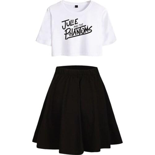 New Crop Top+Skirt Streetwear Girl Outfit Ladies Summer Sets Julie and the Phantoms-Womens Two Piece Set Short Sleeve T-shirt