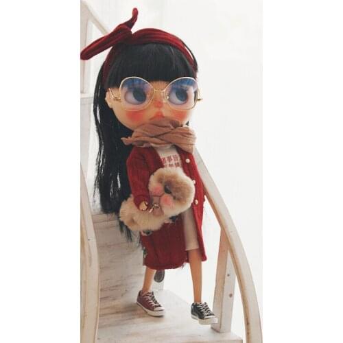 Blythes dolls clothing Ob24 1/6 size Childrens clothes rotten strawberry can wear cotton knitted coat into the multi - color