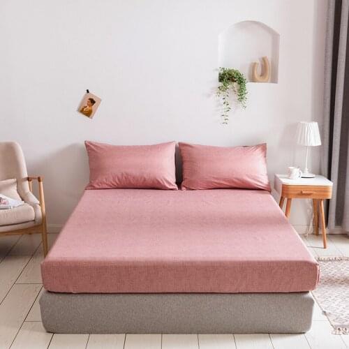 Solid Fitted Sheet Flat Sheet for Mattress Protector Pillowcases Pink Blue Green Grey Soft Luxury Bedding Set for Women Man