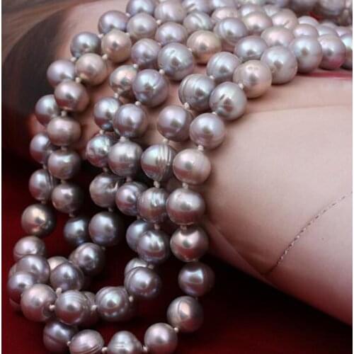 Jewelry Pearl Necklace 9-10mm big potato shape pearl necklace Real nature freshwater pearl fashion long necklace Free Shipping