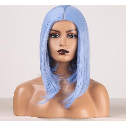 Light Purple Short Bob Wig Machine Made Synthetic Wig Heat Resistent Fiber Hair with Full Bangs wigs for Women