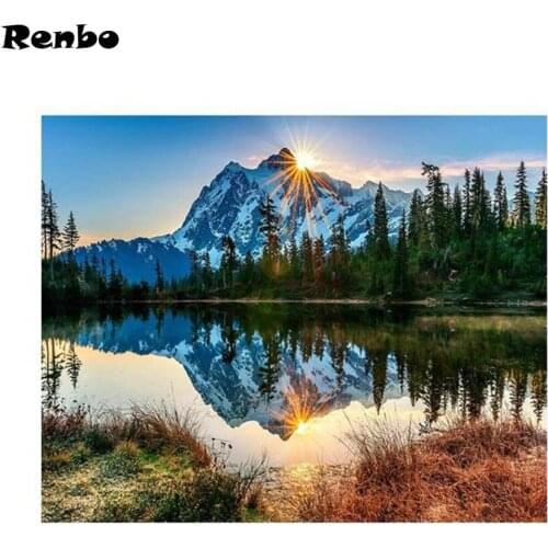 5D Full Square Diamond Embroidery Snow Mountains DIY Diamond Painting Cross Stitch natural scenery Diamond Mosaic Rhinestones