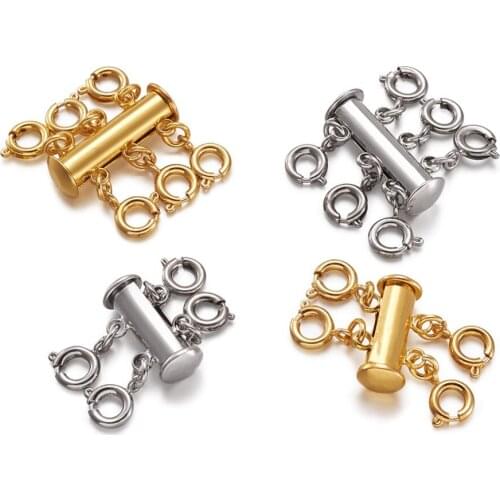 Pandahall Mixed Color Brass Magnetic Slide Lock Clasps Brass Close but Unsoldered Jump Rings and Brass Spring Ring Clasps