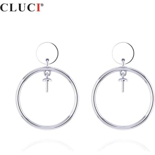 CLUCI Silver 925 Stud Earrings for Women Party Jewelry Fashion Pearl Earrings Mounting 925 Sterling Silver Earrings SE110SB