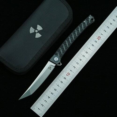LEMIFSHE JR3406 folding knife D2 blade G10 carbon fiber handle outdoor camping survival kitchen knife fruit knife EDC tool