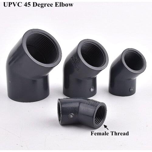 1/2"~2"Female Thread UPVC Pipe Connector 45 Degree Elbow Aquarium Fish Tank Water Tube Joint Garden Watering Irrigation Fittings
