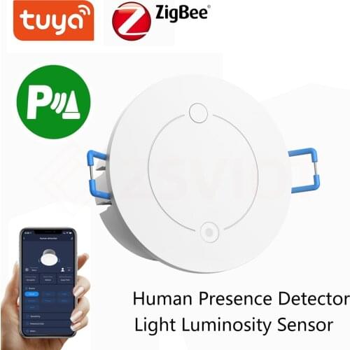 Tuya WiFi/Zigbee Radar Human Presence Detector Light Luminosity Sensor 2 in 1 function Human Body Sensing Detection Motion PIR