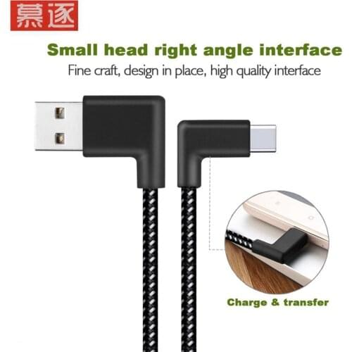 USB 2,0 zu Typ-C Kabel 90 Grad Stecker USB 3,1 Typ-C Schnelle Lade Datenkabel für alle Typ C Gerät Nylon Geflochtene Cab