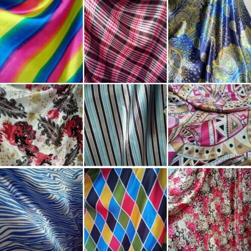 On Sale Satin Fabric Soft Floral Polyester Silky Sateen Charmeuse Scarf Ribbon Material