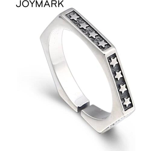 Real Silver Jewelry Five-star 925 Silver Adjustable Rings Women Pinkie Finger Ring Vintage Thai Silver Openable Rings TSR167