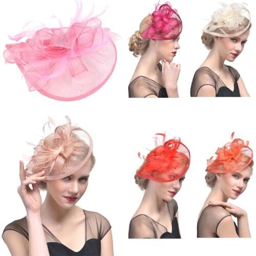 Women Wedding Hat Fascinator Feather Mesh Party Cocktail Headdress Hair Clip New