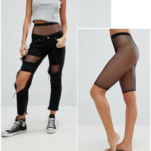 Womens Sexy Pants Lady Sexy See-through Fishnet Mesh Legging Cycling Shorts Hot Shorts Sexy Erotic Costume Clubwear Streetwear