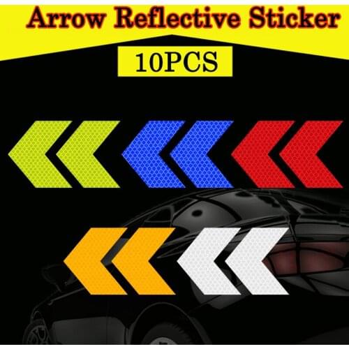 10PCS Car Reflective Sticker Warning Decals Arrows Pattern Motorcycle Auto Tail Bar Bumper Sticker Safety Mark Car Decoration