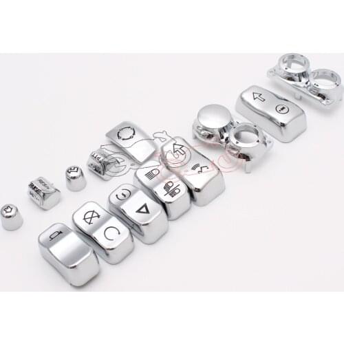 13pcs Chrome Motorcycle Hand Control Switch Housing Button Cap Protector For Harley Touring Electra Glide FLHTCU FLHTCUL 16-17