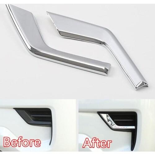 2Pcs/set Chrome ABS Car Front Fog Light Decoration Strips Sticker For Toyota Land Cruiser Prado 2018 Car Moldings