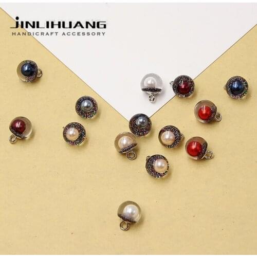 5pcs 10/12mm Pearl Buttons White Half-round Ball Bead with Pearl for Cloth Shirt Crafts Sewing Vintage Decorative DIY Accessory