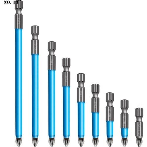 7Pcs/Set Long Screwdriver Bits 25mm-150mm 1/4 PH2 Anti-slip Magnetic 1/4 Hex Shank Cross Head Power Electric Tools Drill Bit Set