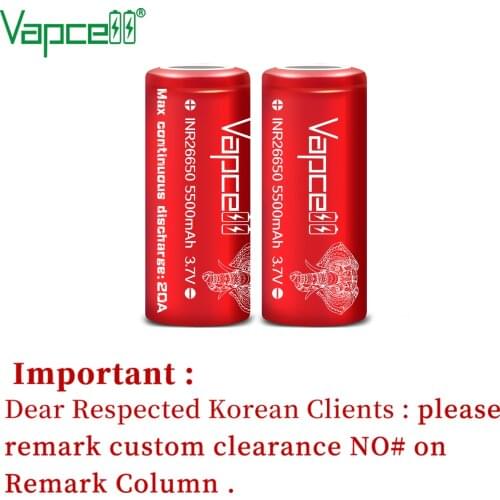VapCell INR 26650 5500mah 20A Li lon Battery 3.7V Rechargeable Cells Batteries Good Consistency For Flashlight Power Tools