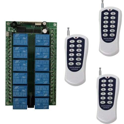 DC 24V 12CH RF Wireless Remote Light Switch Remote LED Bulb Switch Remote Control Switch Radio 10A Relay Transmitter Receiver