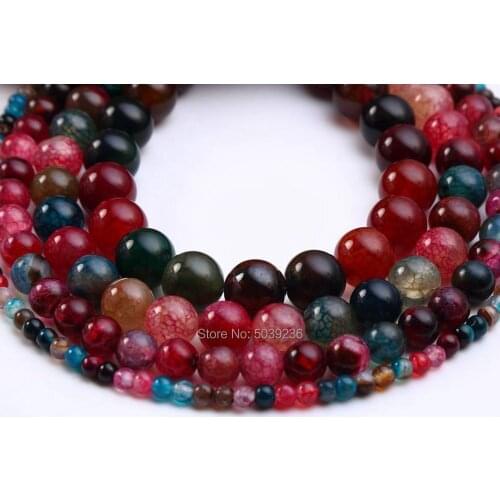 Bulk Wholesale Natural Stone Mixed Color Tourmaline Agata Loose Beads for Jewelry Making 4 6 8 10 12mm Pick Size DIY Bracelet