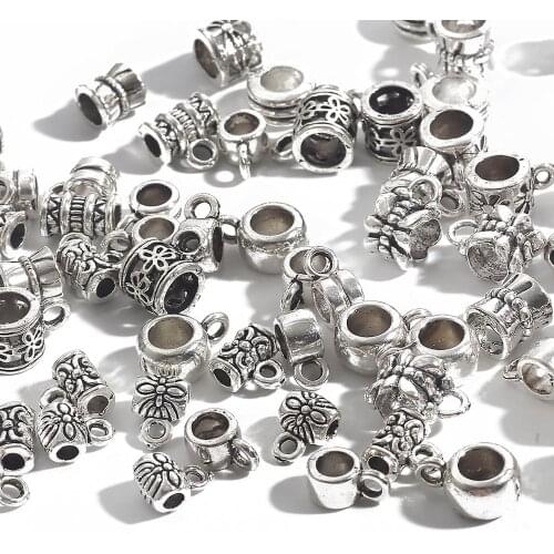 20-200pcs Flower Silver Plated Loose Tube Bead Spacer Beads For Jewelry Making Tube Charms DIY Bracelet Necklace Accessories