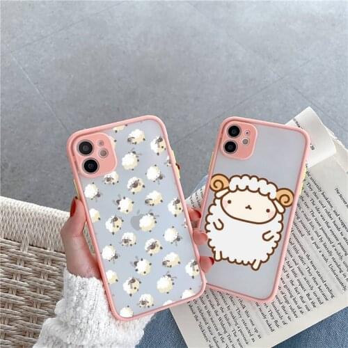 Sheep Phone Case For iPhone 12 11 Mini Pro XR XS Max 7 8 Plus X Matte transparent Pink Back Cover