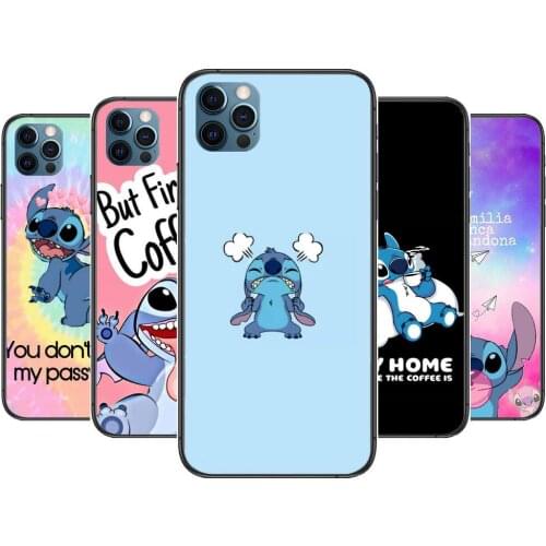 Love Stitch Anime Phone Cases cover For iphone 11 Pro Max case 12 8 7 6 S XR PLUS X XS SE 2020 mini black cell shell funda