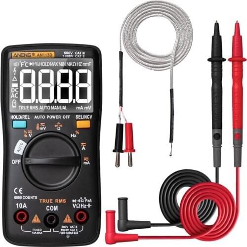 ANENG AN113D Digital Multimeter 6000 counts electrical meter transistor tester Auto Rang AC/DC voltage process calibrator