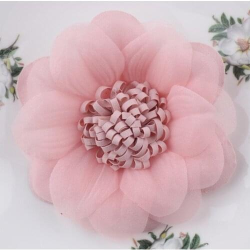 Pink/White/Tan 3.6" DIY Craft Fabric Flowers Accessories Kids Girl Hair Flowers DIY Flowers For Wedding Decoration