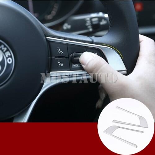 For Alfa Romeo Stelvio Giulia Interior Steering Wheel Button Frame Cover 2017-2019 2pcs Car Accessories Interior Car Decor