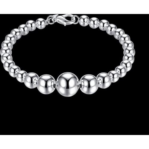 Hot sale fashion 925 sterling silver Bracelet for man woman classic bead chain Wedding party Gifts Street all-match jewelry