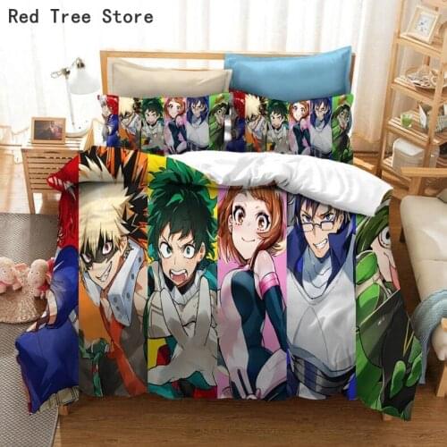 Japan Anime My Hero Academia 3D Print Bedding Set Cartoon Duvet Covers Pillowcase Comforter 2-3 pieces Bedclothes Bed Linens