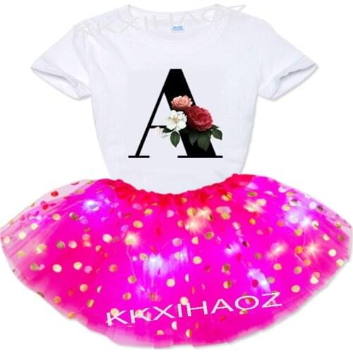 Summer Dress Girl Sets Kids Clothes Teen Girls 2 Pcs Clothes Suit 6 8 10 Years White Alphabet Print T-Shirt + Skirts For Gir
