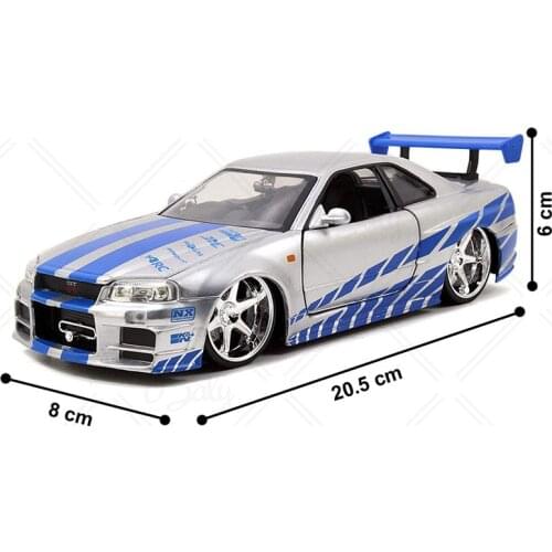 1:24 Scale Nissan Skyline GTR R34 Car Model Metal Diecasts & Toy Vehicles Simulation Toy for Collectible Toys Collection Gift