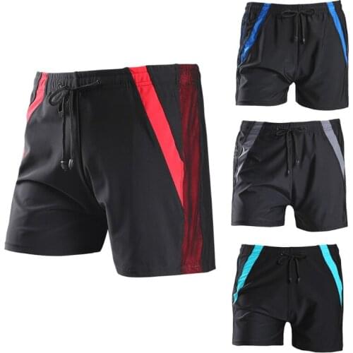 Men Quick Dry Swim Contrast Color Loose Board Shorts Drawstring Swimwear
