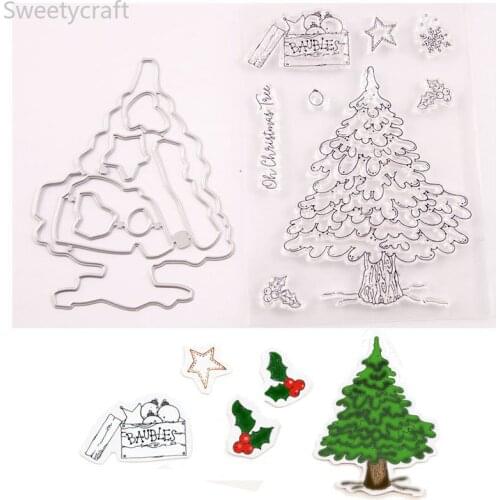 2021 New Warm Christmas Tree Star Clear Stamps and Metal Cutting Dies Sets For DIY Craft Making Greeting Card Scrapbooking