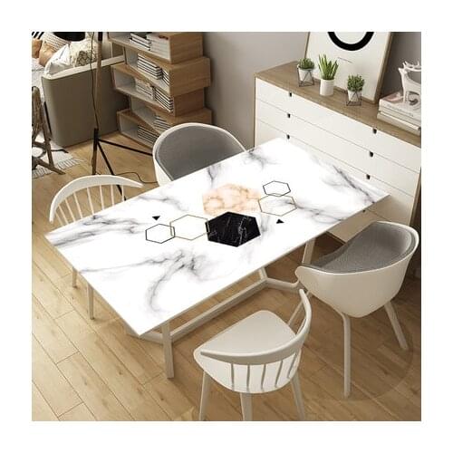 New arrive pvc soft glass simple marble pattern table mat Protector Desk Pad Soft Glass Dining Top Table Cloth Dec