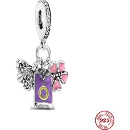 New Original Silver Color Spring Flower Diy Bead Fit European Pandora Charms Bracelet Bangles Diy Jewelry P558