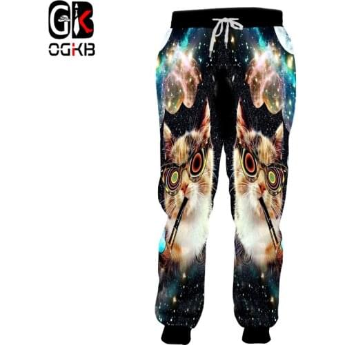 OGKB Mens 3d Sweatpants Funny Print Galaxy Space New Arrival Man Hiphop Streetwear Loose Casual Sweat Pants Man Harem Joggers