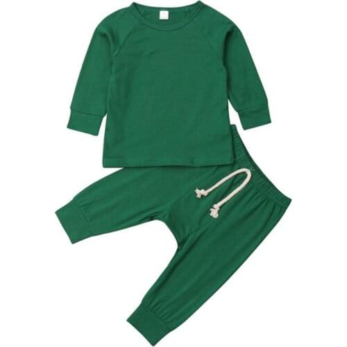 Emmababy Infant Baby Boy Girl Unisex Pajamas Suits Sets Casual Solid Long Sleeve Sleepwear Nightwear Clothes Outfit Xmas Holiday