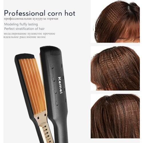 Kemei Professional Hair Curler Tourmaline Ceramic Corn Hot Curling Iron Digital Temperature Control DIY Styling Tools 210-240V