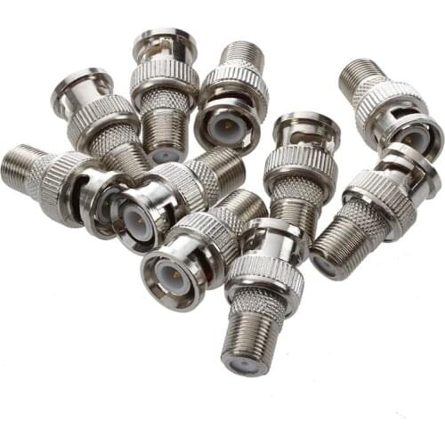 GTBL BNC Male to F Female CCTV Camera Coax Cable Connector (Pack of 10)