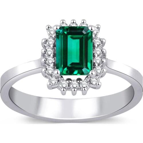 Symbol Gold 1.30 Carat Diamond Emerald Ring Baguette Chic Jewelry LoverRings Engagement Anniversary Wedding For Women