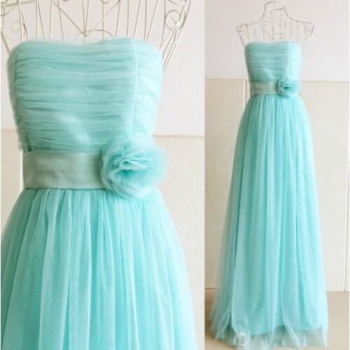 In Stock 2021 Women Long Light Green Bridesmaid Dresses Tulle Prom Wedding Party Dress Graduation Gown Sweet Memory