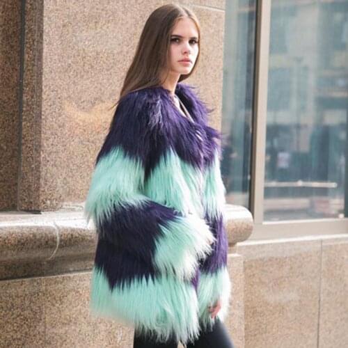 Faux Fur Jacket Women Colorful Shaggy Furry Winter Fake Fur Coat Thick Plus Size Female Outwear Teddy Bear Coat Jacket Thick War