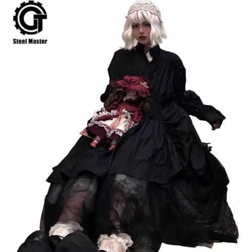 Lolita Dress Women Black Vintage Lovely Cute Dress Puff Sleeves Kawaii Irregular Dresses for Female New In Chic Gothic