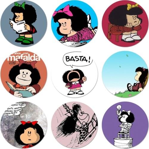 58mm Mafalda Icons Pins Badge Decoration Brooches Metal Badges For Clothes Backpack Decoration